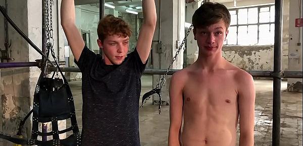  Obedient twinks tormented and fucked in rough raw foursome